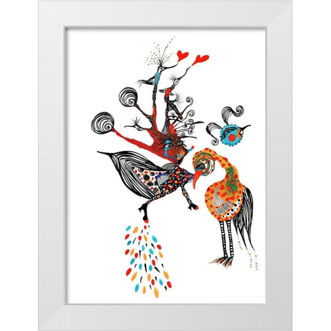 Woodland Butterfly Floating Bunny White Modern Wood Framed Art Print by Kwerki Studios