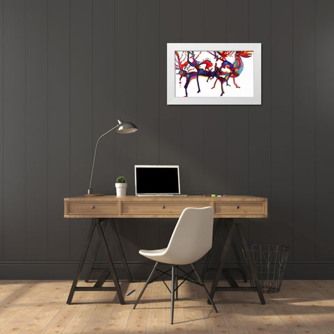 Woodland Creatures White Modern Wood Framed Art Print by Kwerki Studios