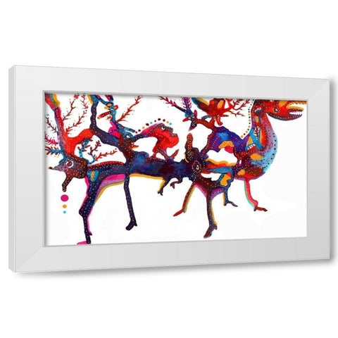 Woodland Creatures White Modern Wood Framed Art Print by Kwerki Studios
