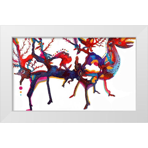 Woodland Creatures White Modern Wood Framed Art Print by Kwerki Studios