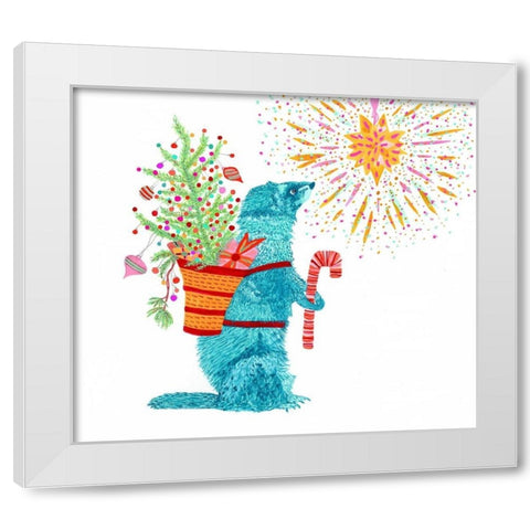 Fritz And The Star White Modern Wood Framed Art Print by Kwerki Studios