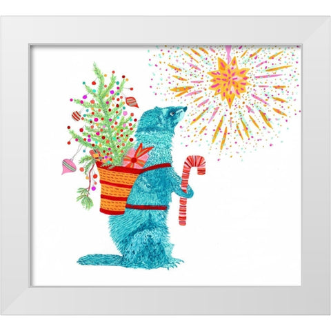 Fritz And The Star White Modern Wood Framed Art Print by Kwerki Studios