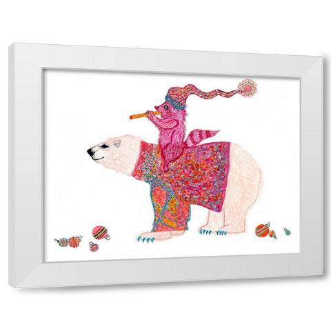 Mistelpaws And Snowpea White Modern Wood Framed Art Print by Kwerki Studios