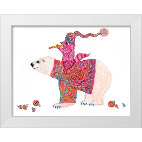 Mistelpaws And Snowpea White Modern Wood Framed Art Print by Kwerki Studios