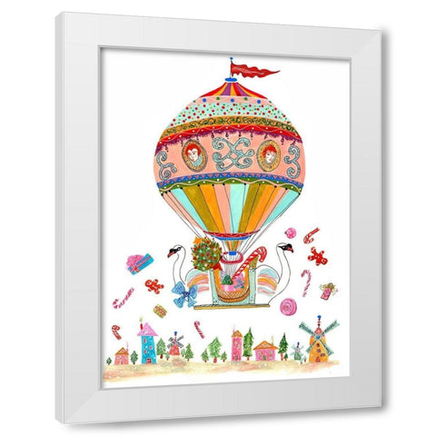 Ornament Hot Air Balloon White Modern Wood Framed Art Print by Kwerki Studios