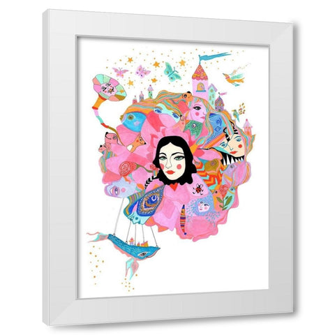 Bloom White Modern Wood Framed Art Print by Kwerki Studios