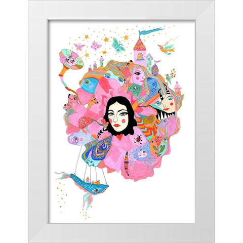 Bloom White Modern Wood Framed Art Print by Kwerki Studios