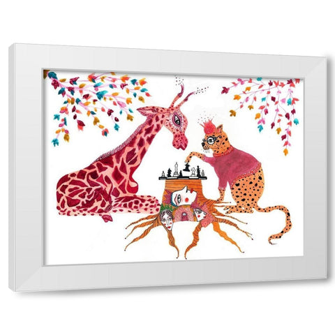 Chess Queens White Modern Wood Framed Art Print by Kwerki Studios