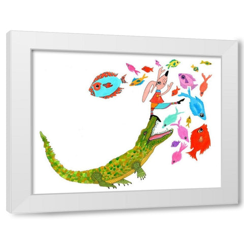 Dont Eat Me White Modern Wood Framed Art Print by Kwerki Studios