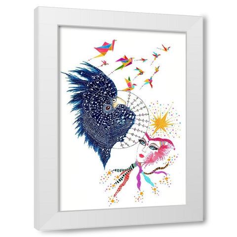 Dream On White Modern Wood Framed Art Print by Kwerki Studios