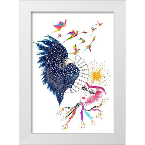 Dream On White Modern Wood Framed Art Print by Kwerki Studios