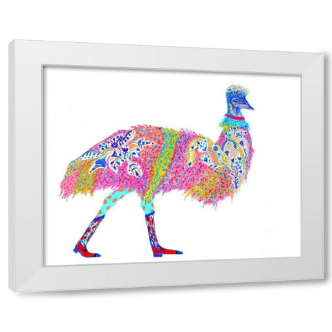 Ella Emu White Modern Wood Framed Art Print by Kwerki Studios