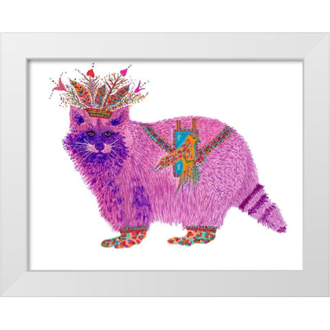 Fiora Raccoon Princess White Modern Wood Framed Art Print by Kwerki Studios