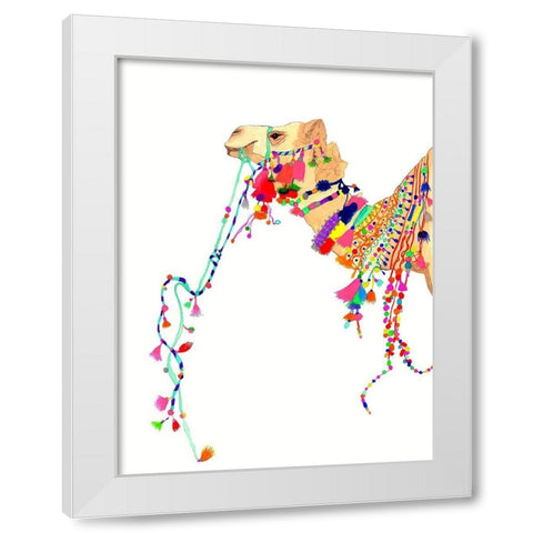 Khalifa Camel White Modern Wood Framed Art Print by Kwerki Studios