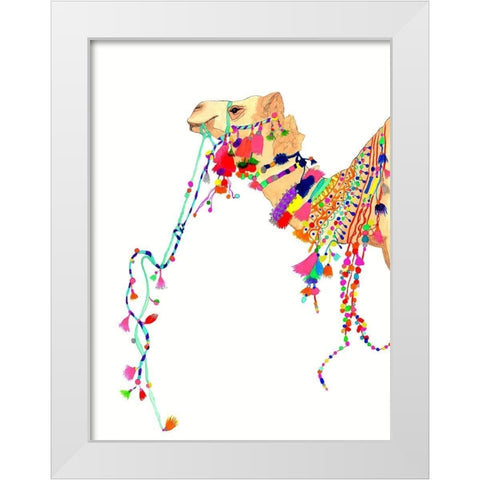 Khalifa Camel White Modern Wood Framed Art Print by Kwerki Studios