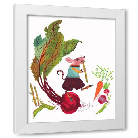 Sigmund and Asparagus Flute White Modern Wood Framed Art Print by Kwerki Studios