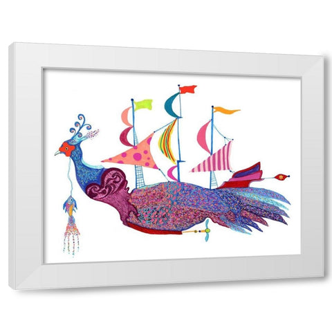 Swinhoe Ship White Modern Wood Framed Art Print by Kwerki Studios