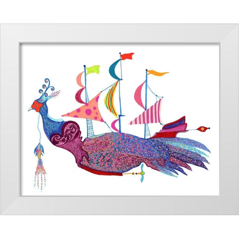 Swinhoe Ship White Modern Wood Framed Art Print by Kwerki Studios