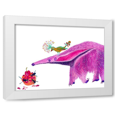 Twinkles Cherry Ant Pie White Modern Wood Framed Art Print by Kwerki Studios