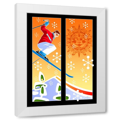 Skier Powder White Modern Wood Framed Art Print by Hunter, Larry