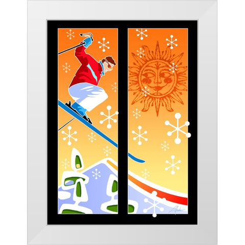 Skier Powder White Modern Wood Framed Art Print by Hunter, Larry