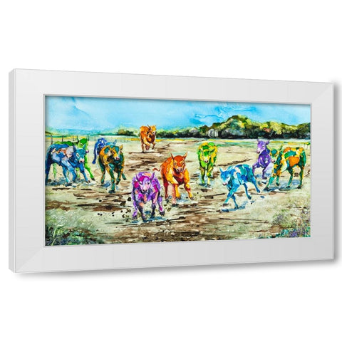 The Dinner Bell White Modern Wood Framed Art Print by Art by Leslie Franklin