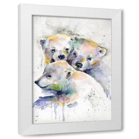 Huddled for Warmth White Modern Wood Framed Art Print by Art by Leslie Franklin