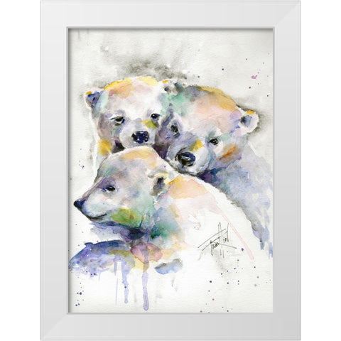 Huddled for Warmth White Modern Wood Framed Art Print by Art by Leslie Franklin