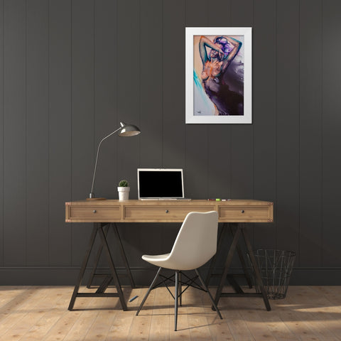 Dance Like Nobodys Watching White Modern Wood Framed Art Print by Art by Leslie Franklin