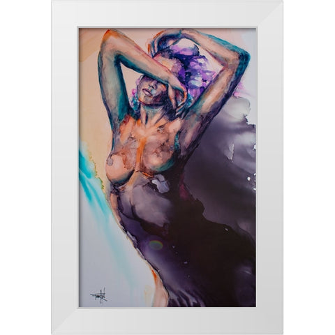 Dance Like Nobodys Watching White Modern Wood Framed Art Print by Art by Leslie Franklin