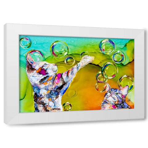 Double Bubble White Modern Wood Framed Art Print by Art by Leslie Franklin