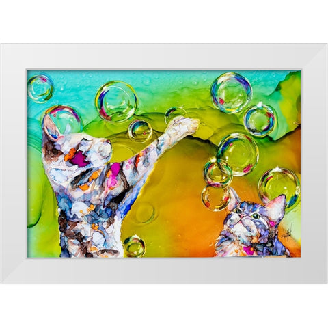 Double Bubble White Modern Wood Framed Art Print by Art by Leslie Franklin