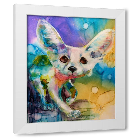 Im a Bit Fennec-y White Modern Wood Framed Art Print by Art by Leslie Franklin