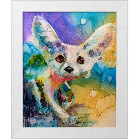 Im a Bit Fennec-y White Modern Wood Framed Art Print by Art by Leslie Franklin