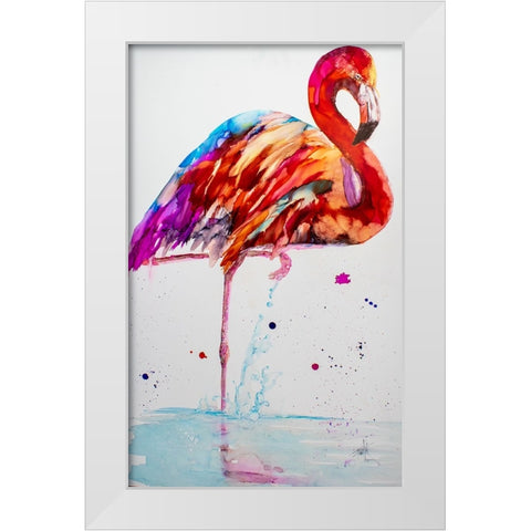 Pretty in Pink White Modern Wood Framed Art Print by Art by Leslie Franklin