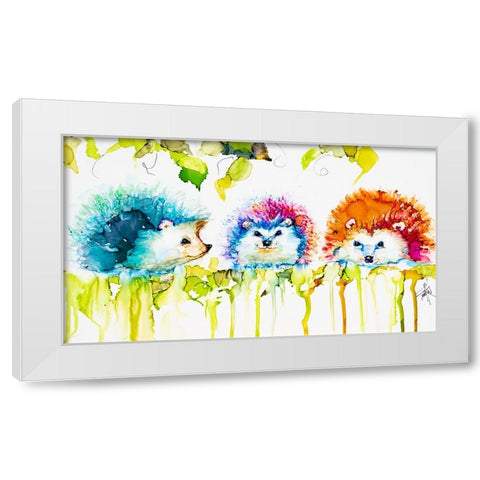 Sharing the Hedge White Modern Wood Framed Art Print by Art by Leslie Franklin