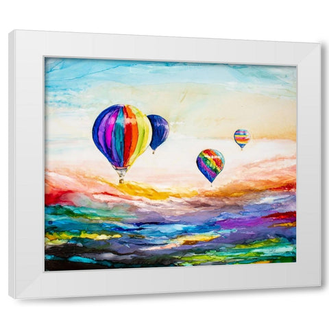 Up Up and Away White Modern Wood Framed Art Print by Art by Leslie Franklin