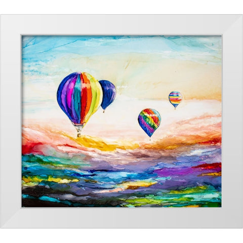 Up Up and Away White Modern Wood Framed Art Print by Art by Leslie Franklin