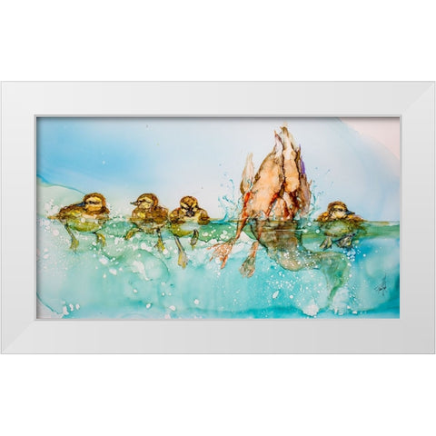 Wheres Mommy White Modern Wood Framed Art Print by Art by Leslie Franklin