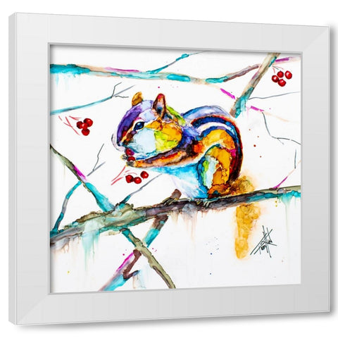 Chipmunk Cheeks White Modern Wood Framed Art Print by Art by Leslie Franklin