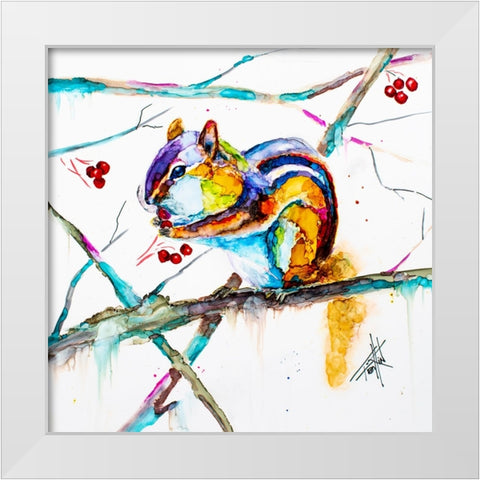 Chipmunk Cheeks White Modern Wood Framed Art Print by Art by Leslie Franklin