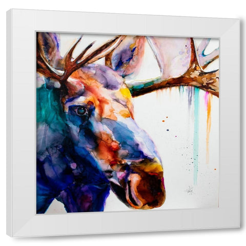 Somewhat A Moosing White Modern Wood Framed Art Print by Art by Leslie Franklin