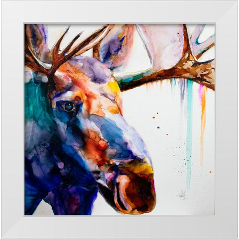 Somewhat A Moosing White Modern Wood Framed Art Print by Art by Leslie Franklin