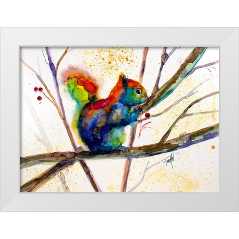 Squirreled Away White Modern Wood Framed Art Print by Art by Leslie Franklin