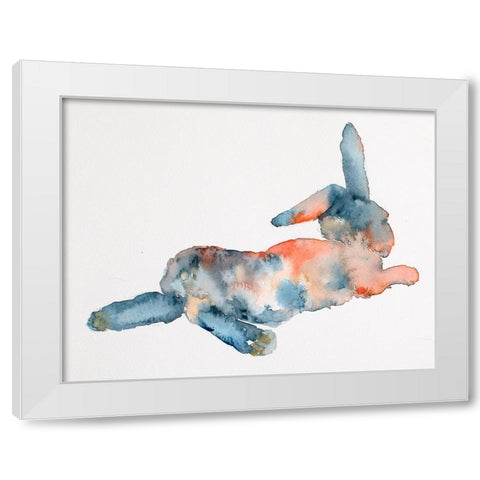 Color Trend Bunny White Modern Wood Framed Art Print by Art by Leslie Franklin