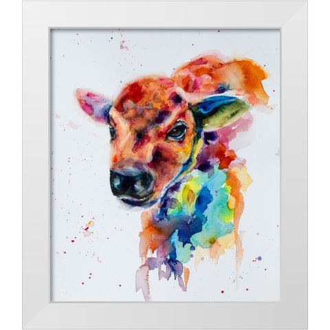 Bison Calf_1 White Modern Wood Framed Art Print by Art by Leslie Franklin