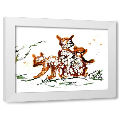 Cellular 3 Bears (2) White Modern Wood Framed Art Print by Art by Leslie Franklin