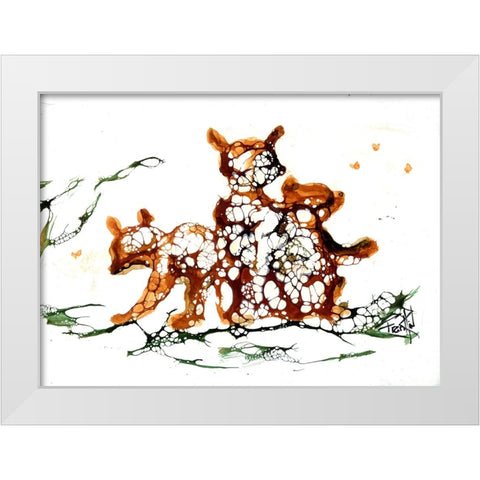 Cellular 3 Bears (2) White Modern Wood Framed Art Print by Art by Leslie Franklin