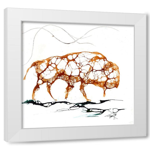 Cellular Bison White Modern Wood Framed Art Print by Art by Leslie Franklin