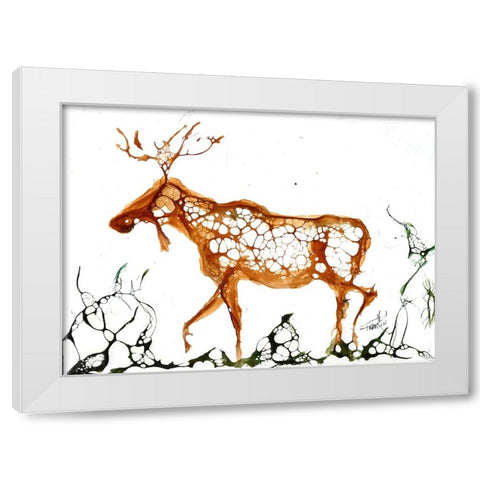 Cellular Moose White Modern Wood Framed Art Print by Art by Leslie Franklin